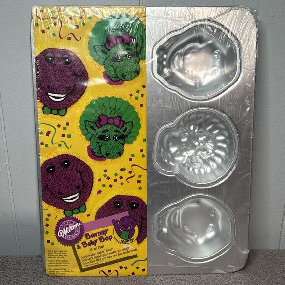 Wilton Other - Barney and Baby Bop Mini Cake Pan from Wilton Vintage 1994 6 Mini Cakes Baking